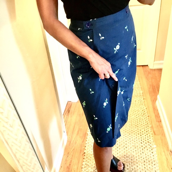 Vintage Gordon of Philadelphia Blue Floral skirt S - Picture 1 of 15